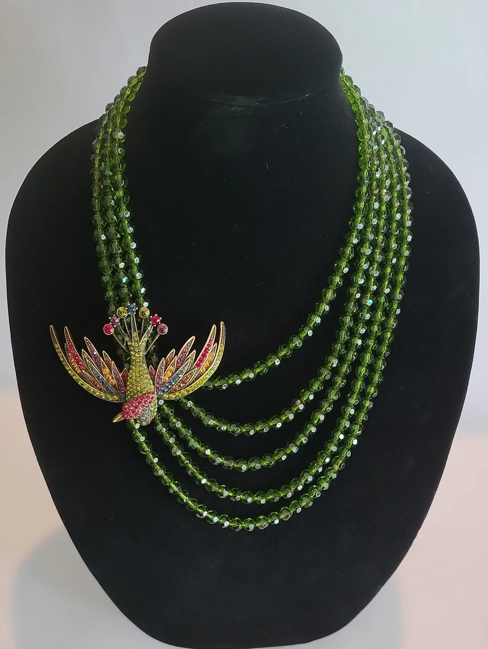 HEIDI DAUS "FOR THE BIRDS" BIRD-DESIGN SWAROVSKI CRYSTAL MULTISTRAND NECKLACE - Picture 2 of 10